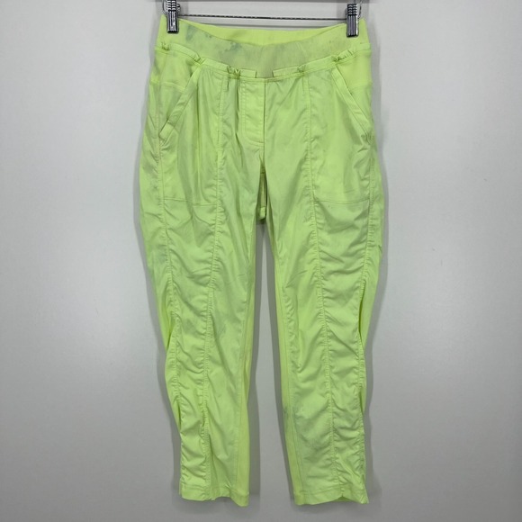 Lululemon Active Pants Women's 6 Neon Yellow Elastic Waist Tapered Gym Yoga - Picture 1 of 11